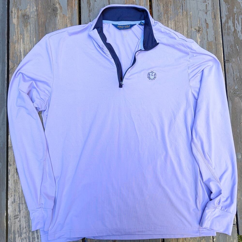 Polo Golf Ralph Lauren Quarter Zip Pullover Mens Large Purple Crest Logo